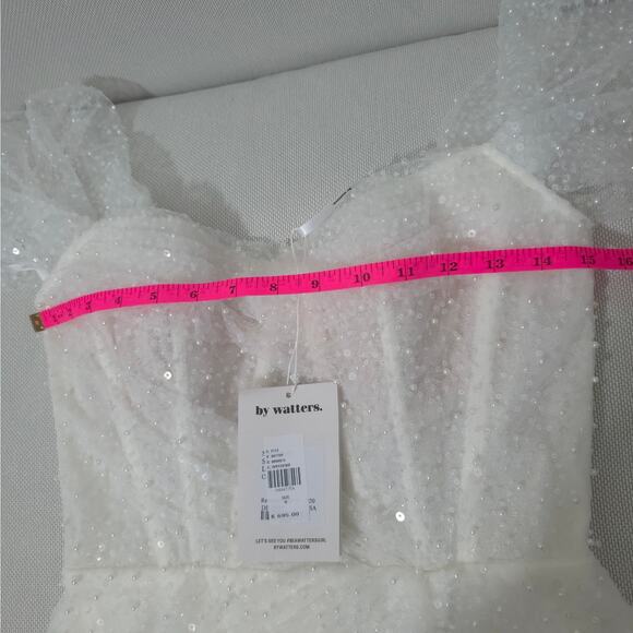 Watters - Ivory Snow Perlita Beading Gibson Mini Dress Size 6 - Picture 7 of 11